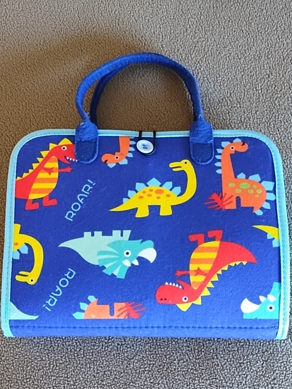 Esjay Toddler Busy Board Sensory Play Travel Companion Portable Dinosaurs Blue